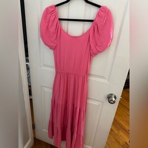 Pink Puff Sleeve Dress with pockets ❤️